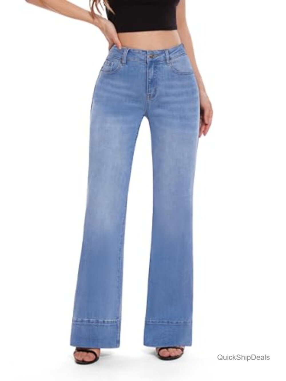 High Waisted Flare Wide Leg Stretch Denim Jeans
